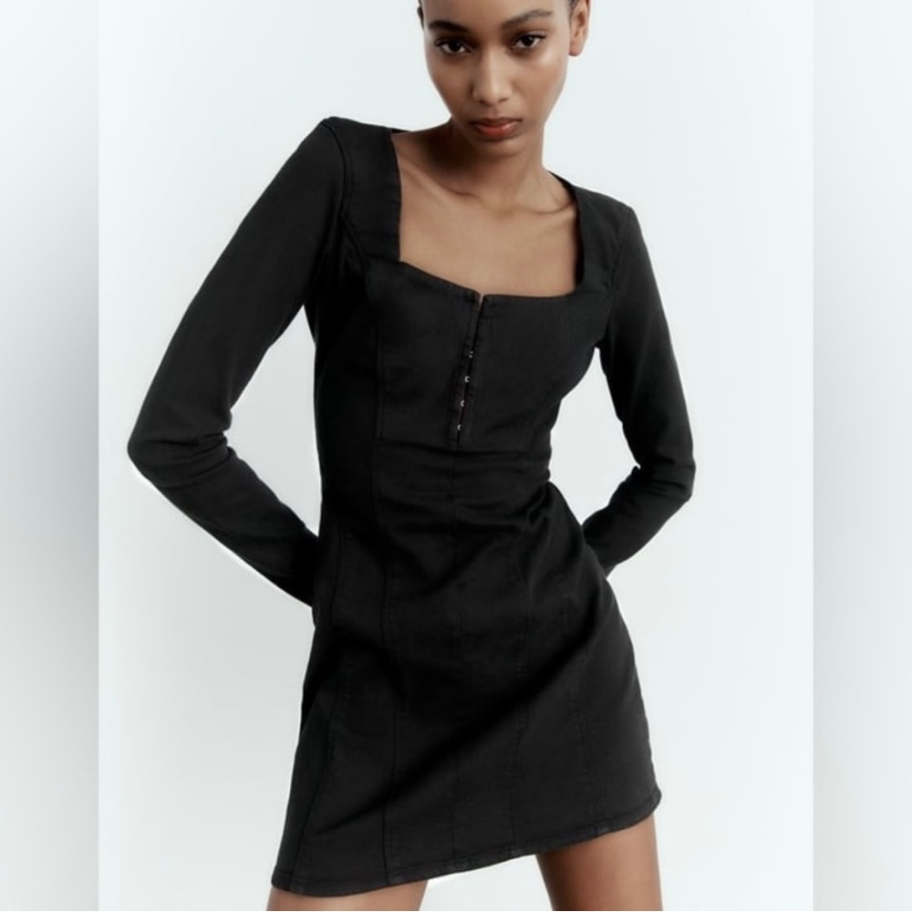 Zara Black Denim Mini Dress